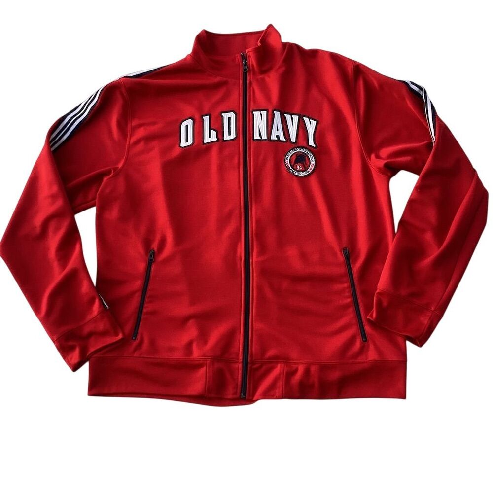 Old Navy Men's Varsity Jacket Red 2XL Vintage 90s Sports Full Zip